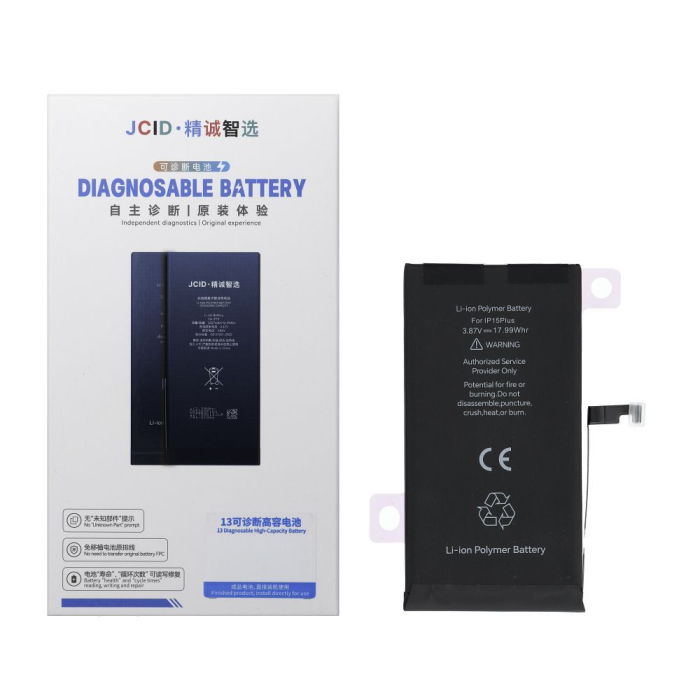Bateria JCID 4650 mAh - iPhone 15 Plus – Bez komunikatu o nieoryginalności, wyższa pojemność